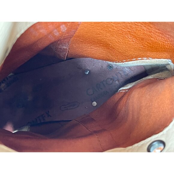 Vintage Western Hobo Camel Fringe Suede Boots Chestnut Women Size 9 ITALY - Picture 9 of 10